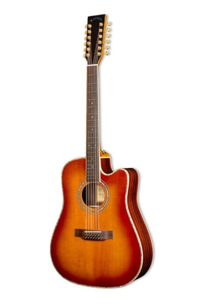 ZAD900CE 12 String Solid Spruce/Rosewood Acoustic Electric AURA Pro Series Tobacco Sunburst