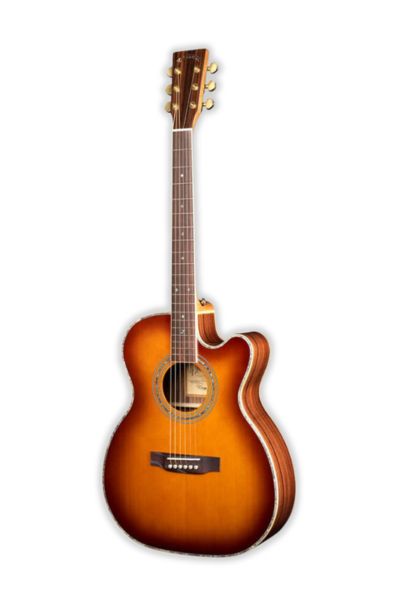 ZAD900CE Solid Spruce/Rosewood Acoustic Electric AURA Smaller “OM” Size Tobacco Sunburst