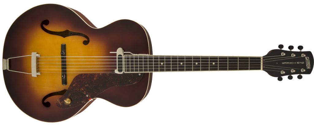 Archtop guitars with curved tops, f-holes, and elegant finishes