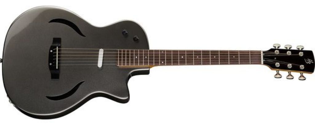 Hybrid guitars combining features of acoustic guitars with modern designs