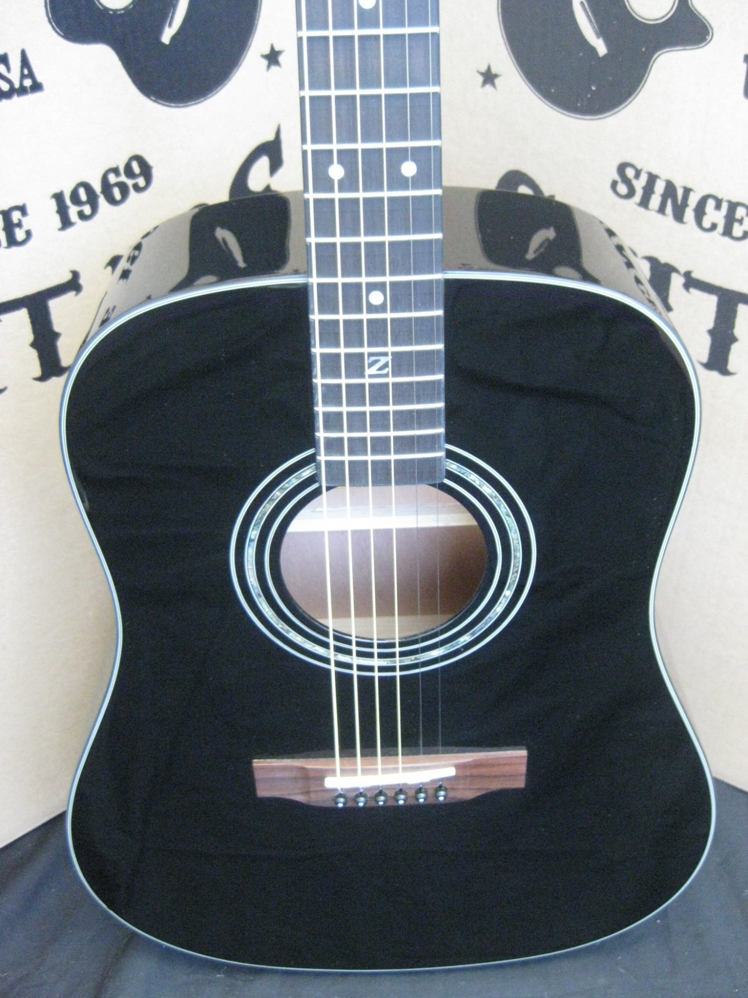 #00017 ZAD20E Black Acoustic Electric Discount Guitar