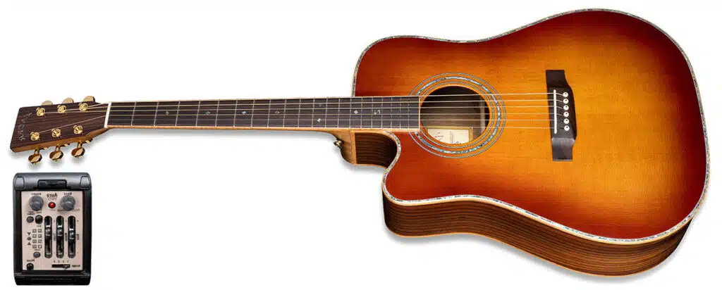 ZAD900CE Left Handed Solid Spruce/Rosewood Acoustic Electric AURA Pro Series 50th Anniversary Tobacco Sunburst