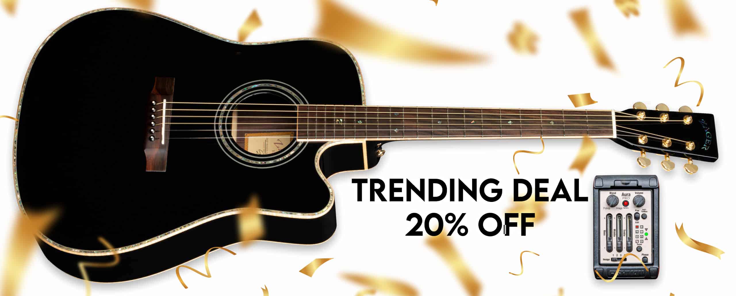 ZAD900CE Solid Spruce/Rosewood Acoustic Electric AURA Pro Series Limited Edition Black Lacquer