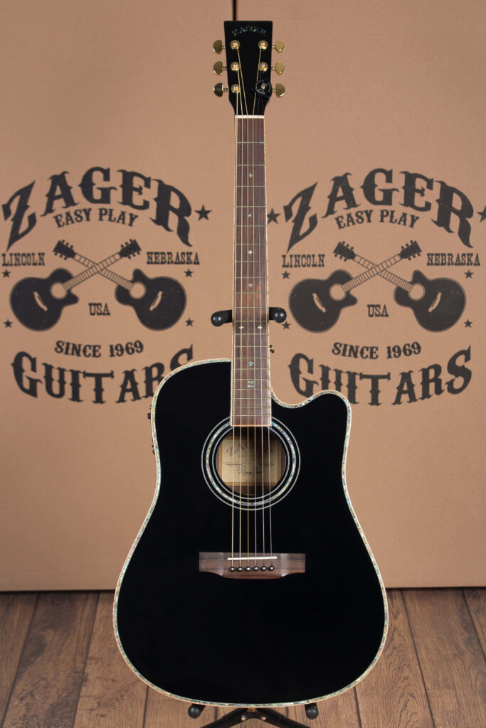 ZAD900CE Solid Spruce/Rosewood Acoustic Electric AURA Pro Series Limited Edition Black Lacquer