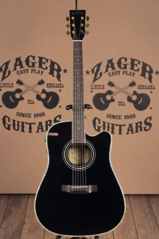 ZAD900CE Solid Spruce/Rosewood Acoustic Electric AURA Limited Edition Black Lacquer Pro Series