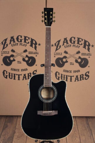 ZAD900CE Solid Spruce/Rosewood Acoustic Electric AURA Limited Edition Black Lacquer Pro Series