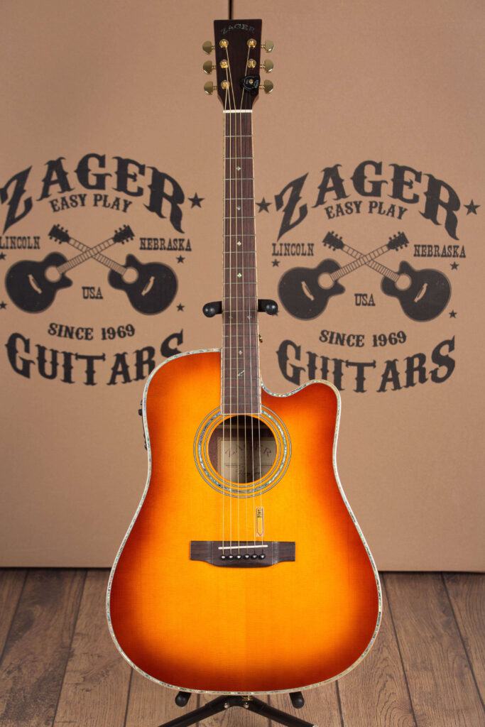 ZAD900CE Solid Spruce/Rosewood Acoustic Electric AURA Pro Series 50th Anniversary Tobacco Sunburst