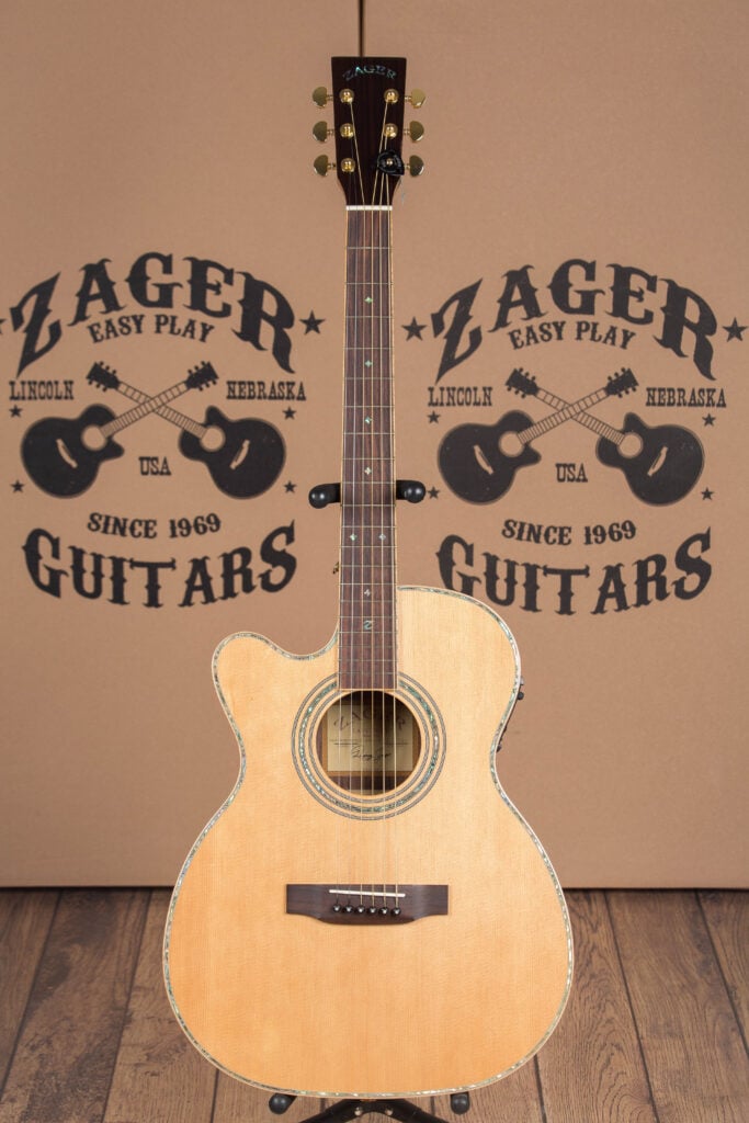 ZAD900CE Left Handed Solid Spruce/Rosewood Acoustic Electric AURA Smaller “OM” Size Tobacco Sunburst