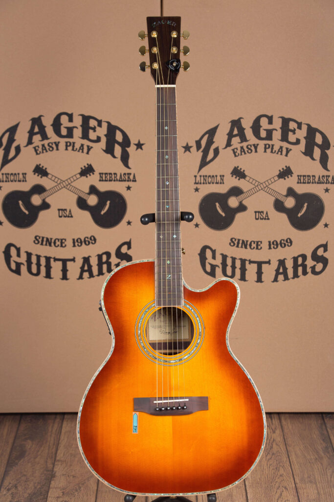 ZAD900CE Solid Spruce/Rosewood Acoustic Electric AURA Smaller “OM” Size Tobacco Sunburst (Discount)