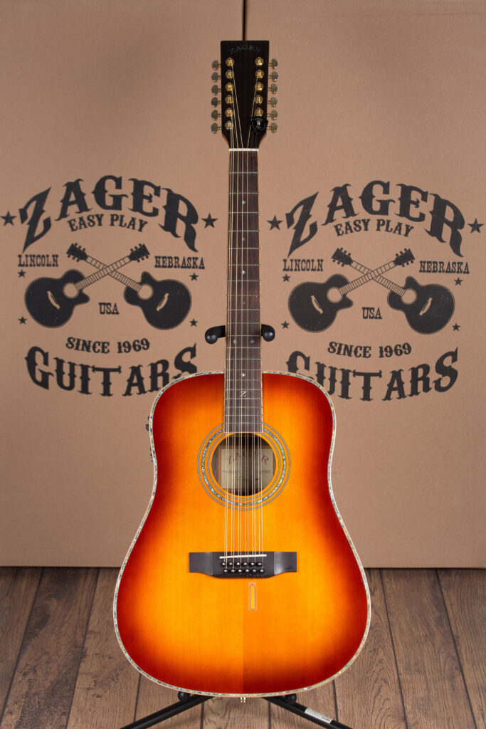 ZAD900E 12 String Solid Spruce/Rosewood Acoustic Electric AURA Tobacco Sunburst Pro Series