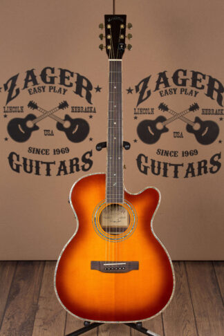 ZAD900CE Left Handed Solid Spruce/Rosewood Acoustic Electric AURA Smaller “OM” Size Tobacco Sunburst