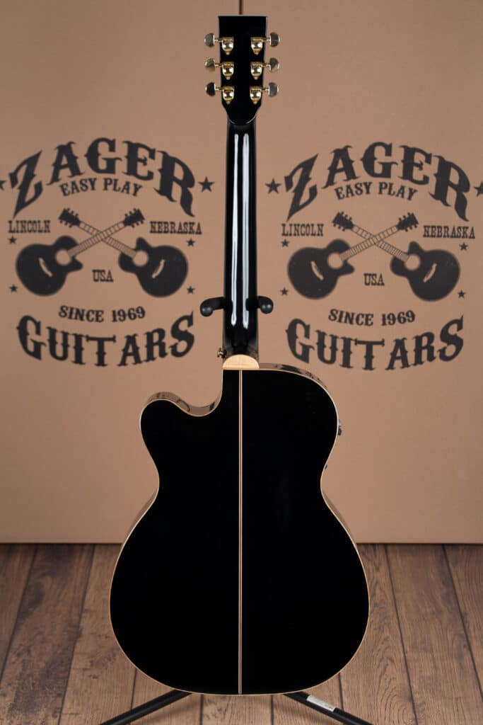 ZAD900CE Solid Spruce/Rosewood Acoustic Electric AURA Smaller “OM” Size Limited Edition Black Lacquer (Discount)